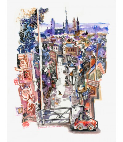 Rue en pente au petit bolide